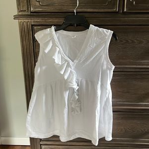 White ruffled tank